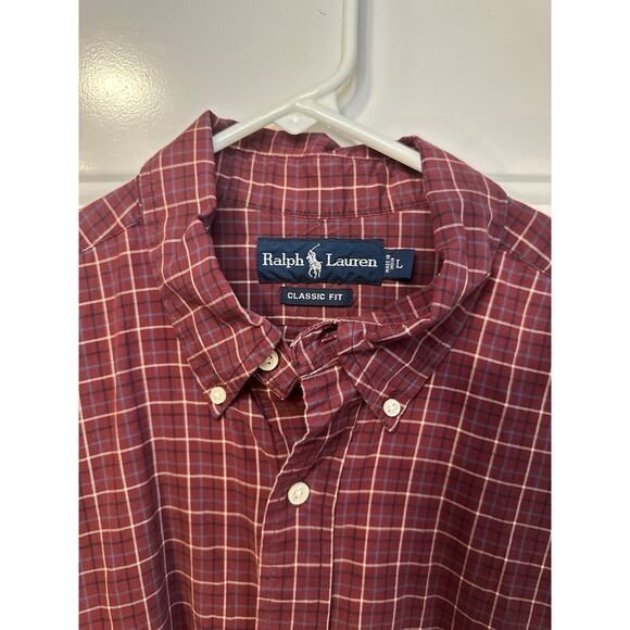 Ralph Lauren CLassic Fit Men’s Long Sleeve Button Down Plaid Large - Picture 2 of 5